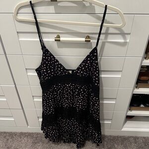 POL Black and Pink Spaghetti Strap Tunic